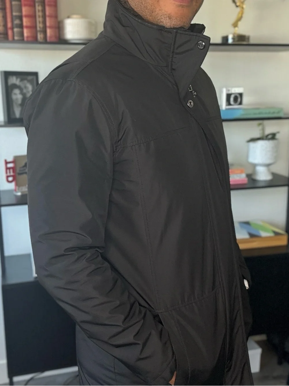 Men's Black Faux Fur-Lined Winter Coat - Classic Parka